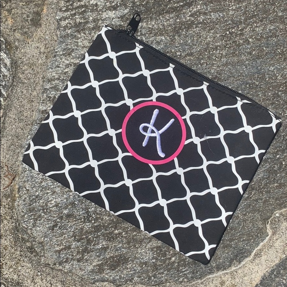 Black K Monogram Cosmetic Bag